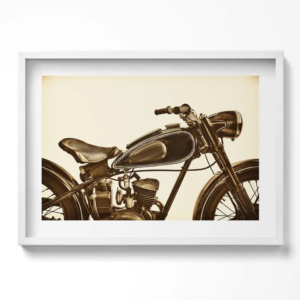 Obraz v ráme Retro sépia historický motocykel