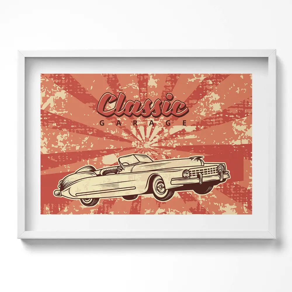 Obraz v ráme Grunge Vintage Retro Auto