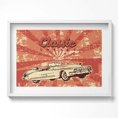 Obraz v ráme Grunge Vintage Retro Auto