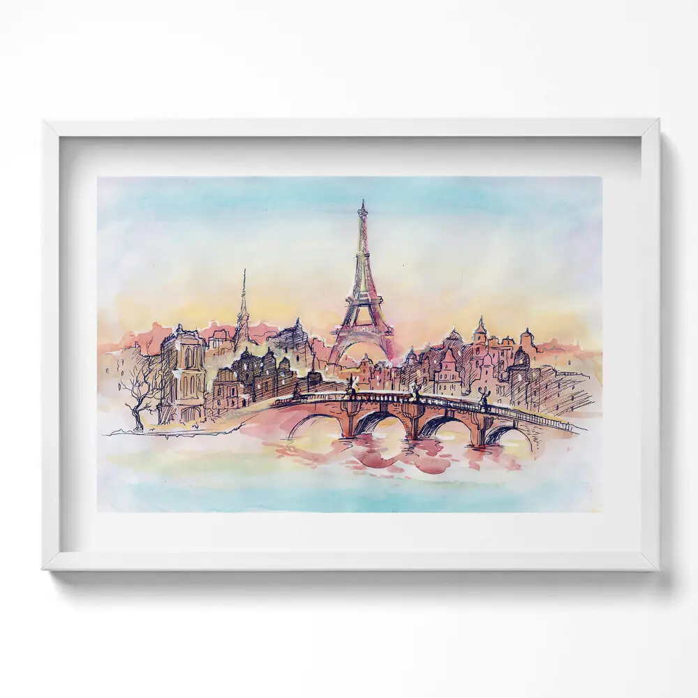 Obraz na stenu v ráme Maľovaný pohľad na Paríž