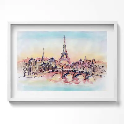 Obraz na stenu v ráme Maľovaný pohľad na Paríž
