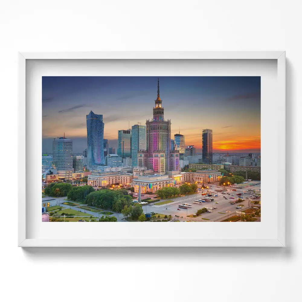 Obraz v ráme Panoráma západu slnka vo Varšave