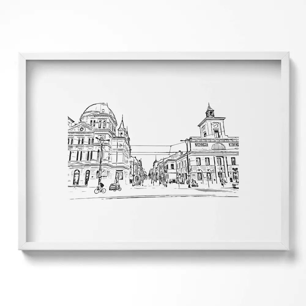 Obraz v ráme Ilustrácia starého mesta v Poznani