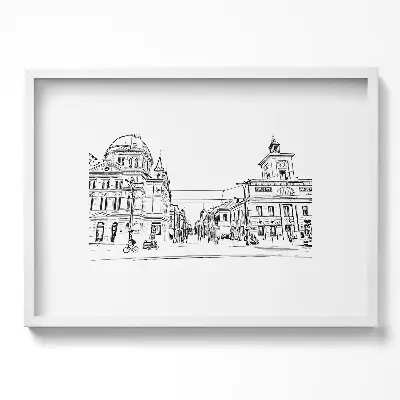 Obraz v ráme Ilustrácia starého mesta v Poznani