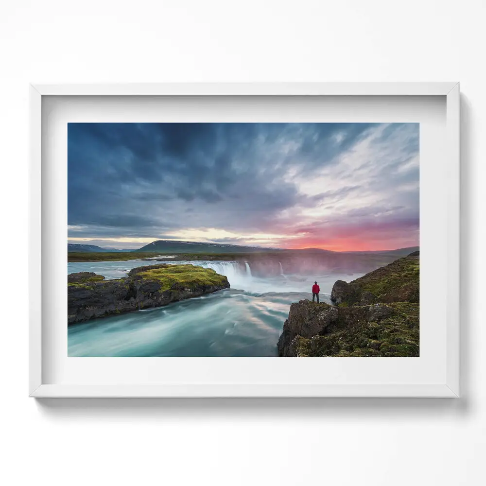 Obraz v ráme Krajina s vodopádom Godafoss