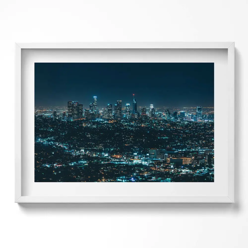 Obraz v ráme Veľká nočná panoráma osvetleného mesta