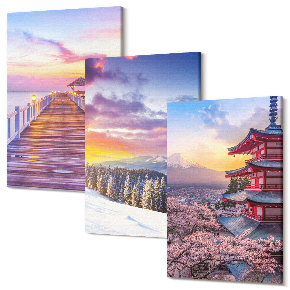 Sada obrazov triptych Romantická krajina s malebnou oblohou