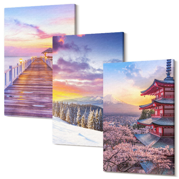 Sada obrazov triptych Romantická krajina s malebnou oblohou