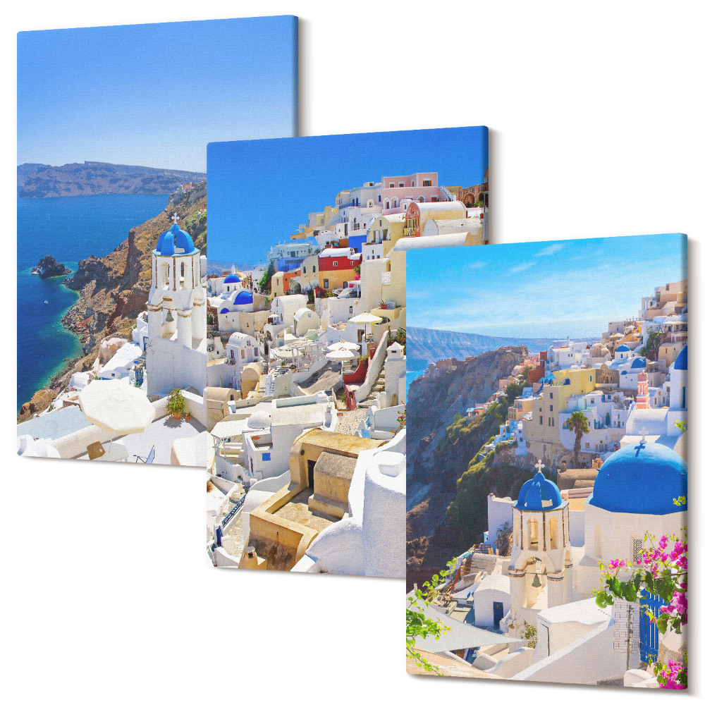 Sada obrazov na stenu triptych Krajinná architektúra pohľady na mesto Oia Santorini Grécko