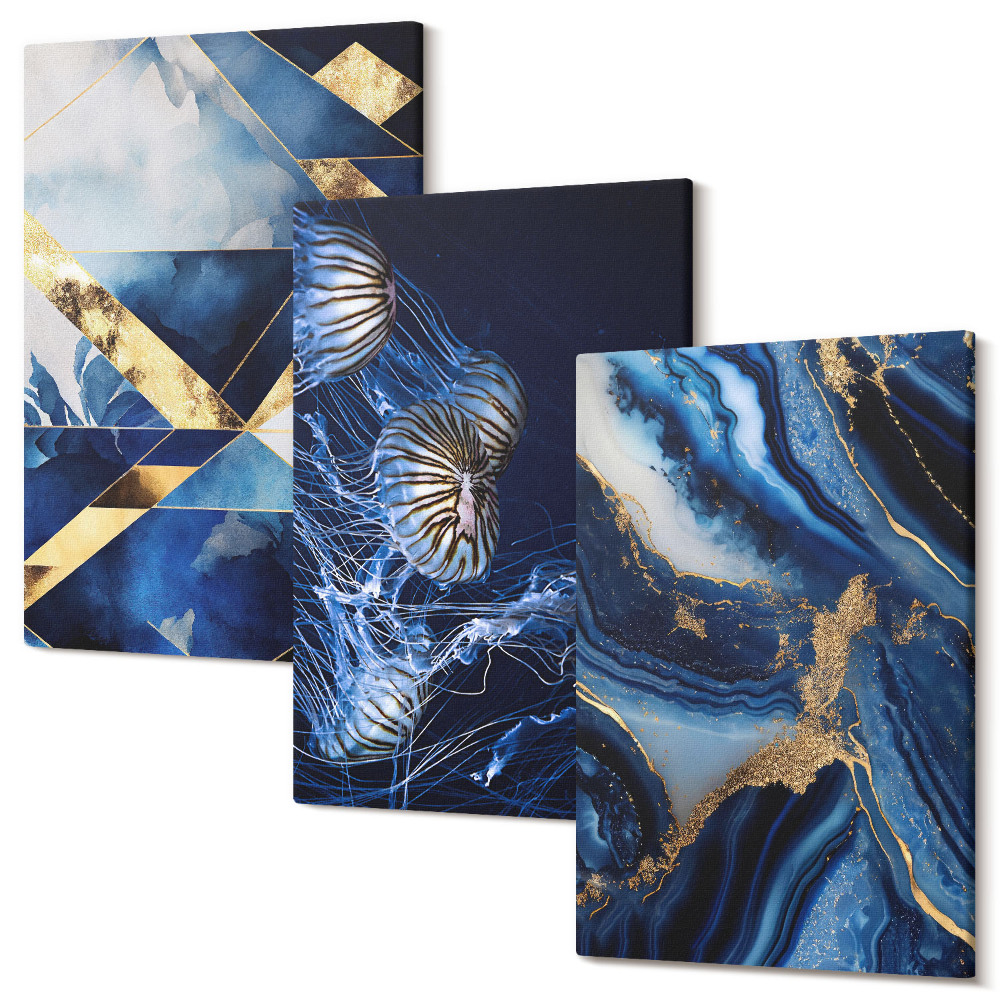 Sada obrazov triptych Abstraktné elegantné vzory s akcentmi