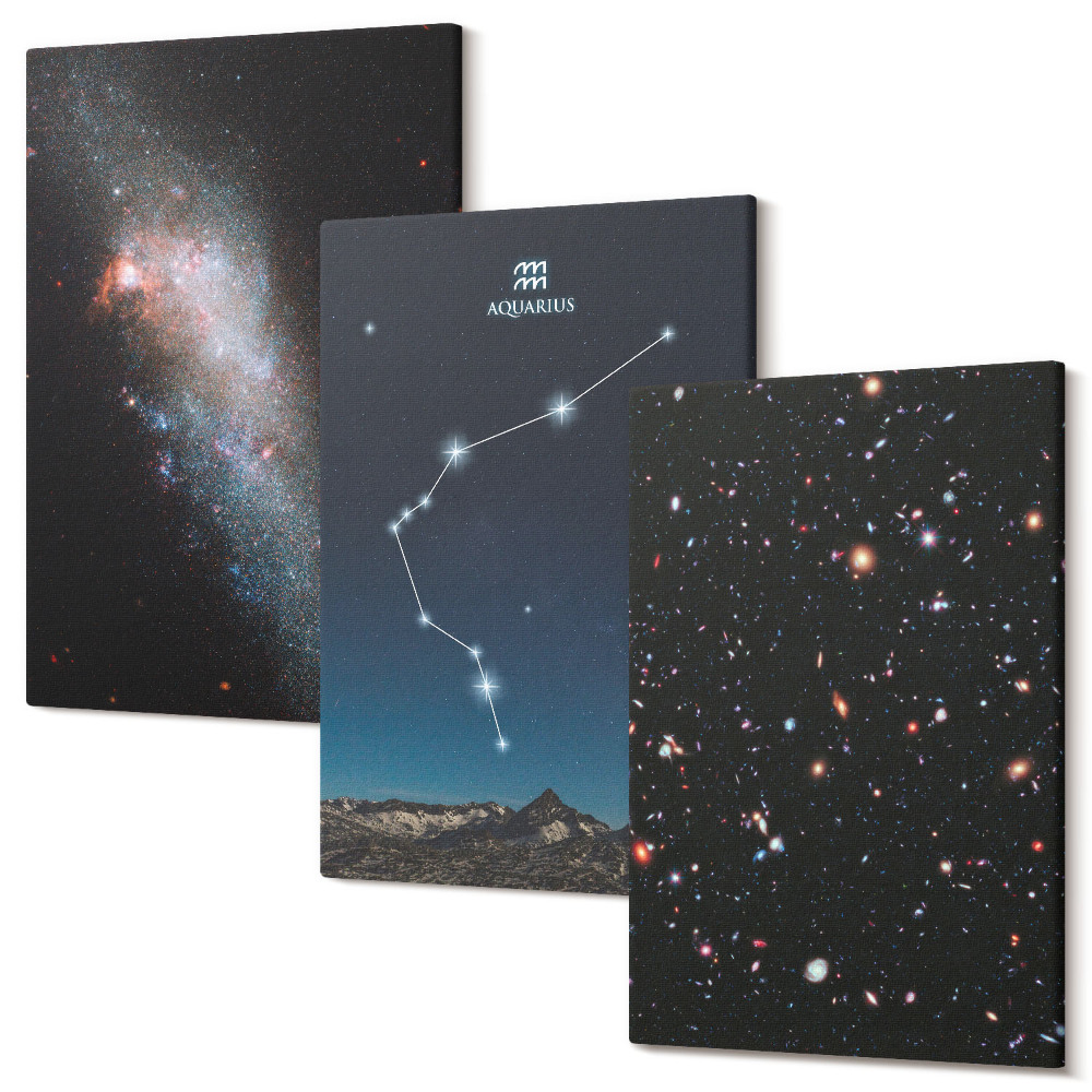 Sada 3 obrazov Galaxy vesmírne znamenie zverokruhu Vodnár