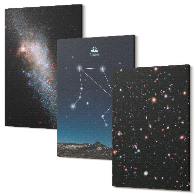 Sada obrazov na stenu triptych Nočná obloha v súhvezdí vesmírnej galaxie Váhy