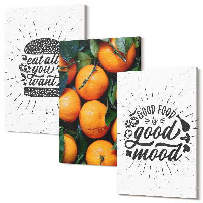 Sada obrazov triptych Kuchynské motívy a šťavnaté pomaranče