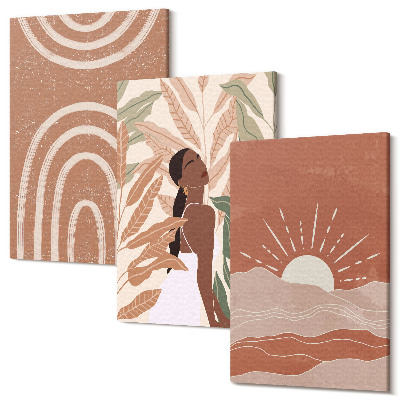 Sada obrazov triptych Boho abstraktné tvary a ilustrácie