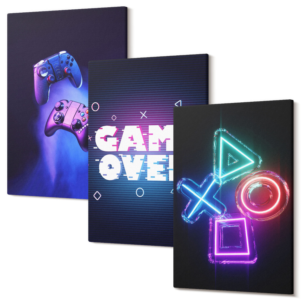 Sada 3 obrazov Gamepady s ikonami Game Over