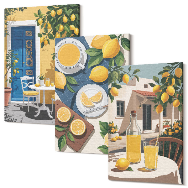 Sada obrazov triptych Limonáda s talianskym výhľadom a terasou na slnku