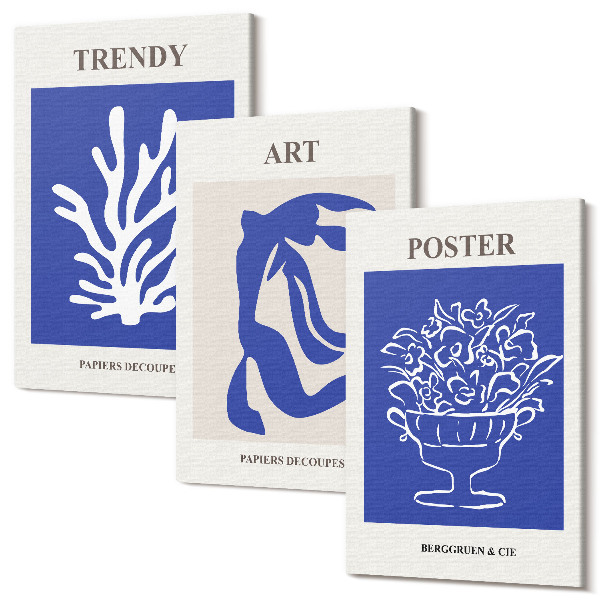 Sada obrazov na stenu triptych Abstraktné umelecké plagáty Henriho Matissa