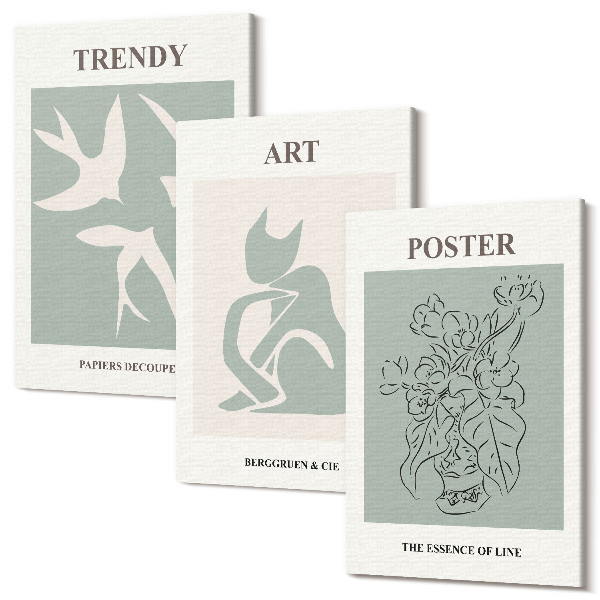 Sada obrazov triptych Štýlové ilustrácie Henri Matisse