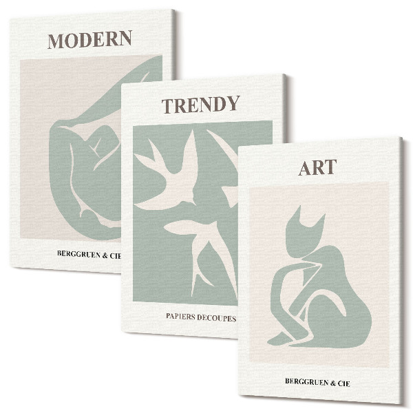 Sada obrazov triptych Henri Matisse abstraktné postavy v tlmených farbách