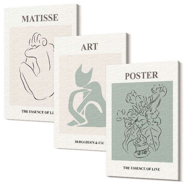 Sada obrazov na stenu triptych Plagáty v odtieňoch béžovej a zelenej od Henri Matisse