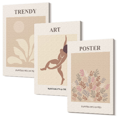 Sada obrazov na stenu triptych Abstraktné formy a postavy od Henriho Matissa