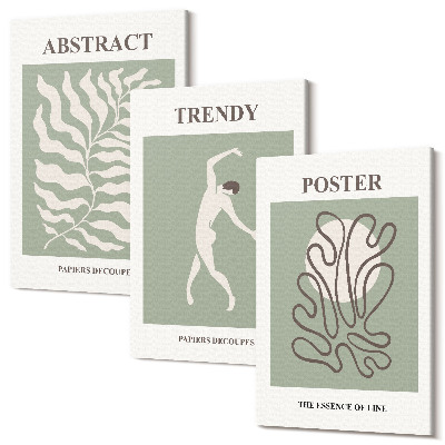 Sada obrazov triptych Rastlinné vzory v odtieňoch zelenej od Henri Matisse