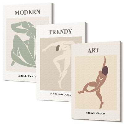 Sada obrazov triptych Štýlové postavičky v minimalistických odtieňoch