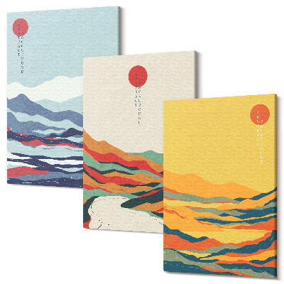 Sada obrazov na stenu triptych Farebné abstraktné horské a riečne krajiny