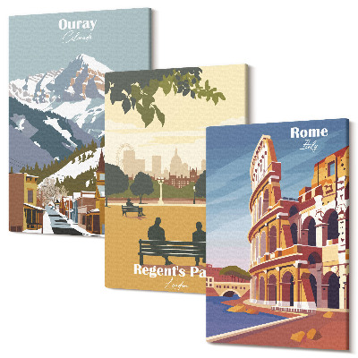 Sada obrazov na stenu triptych Hory v parku Ouray v Londýne Koloseum v Ríme