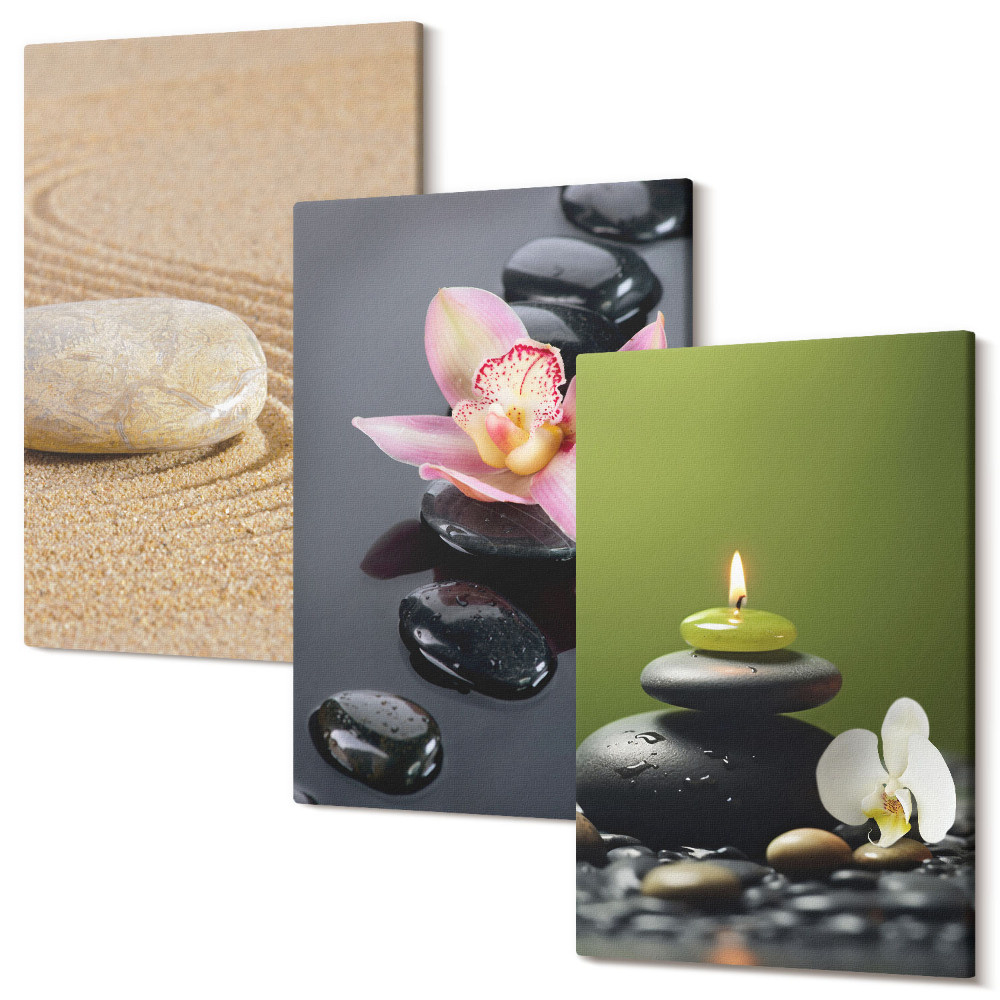 Sada 3 obrazov Relaxačné kamenné motívy pokoja a zenu