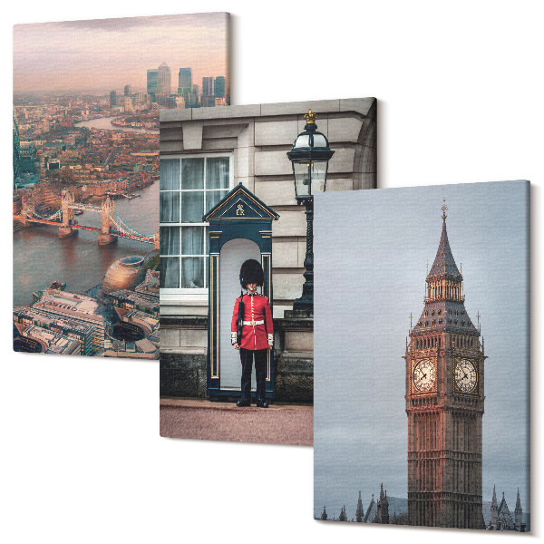 Sada obrazov na stenu triptych Pohľad na Londýn s mostom a strážou Big Ben