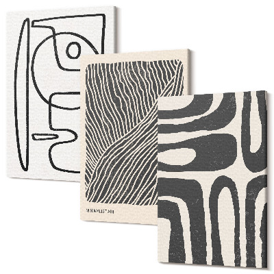 Sada 3 obrazov Abstraktné vzory s čiarami a textúrami na svetlom pozadí