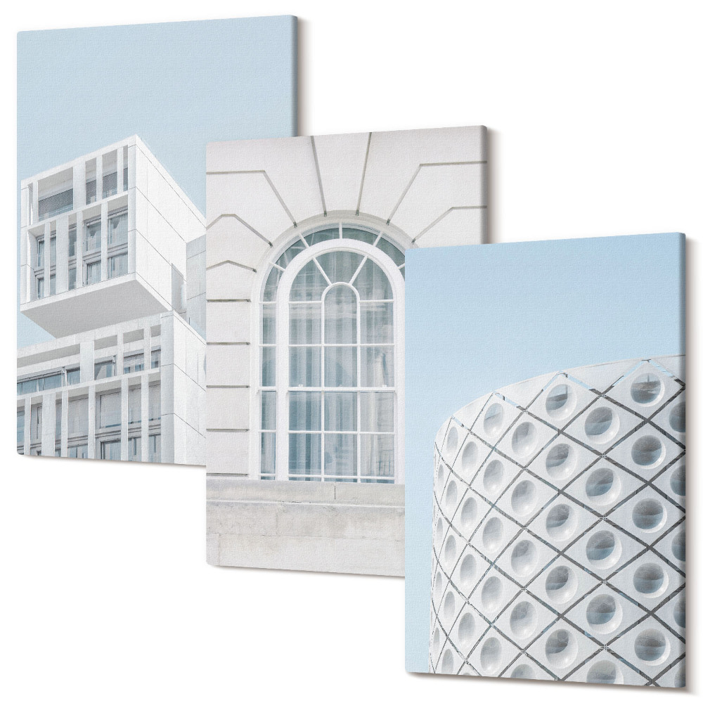 Sada obrazov na stenu triptych Moderná architektúra minimalizmus a geometria