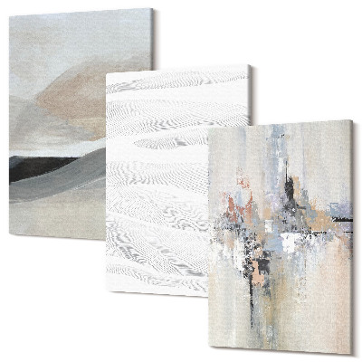 Sada 3 obrazov Abstraktné vzory v neutrálnych zemitých tónoch