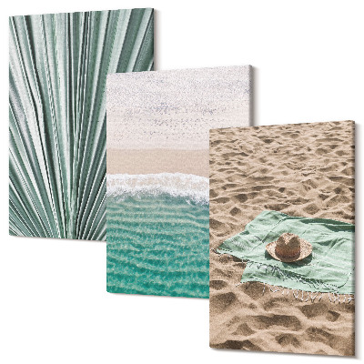 Sada 3 obrazov Výhľad na letnú dovolenku na pláži pri mori