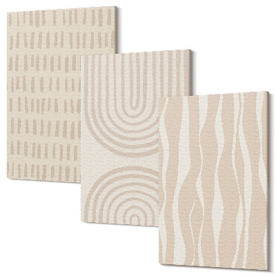 Sada 3 obrazov Abstraktné vzory v odtieňoch béžovej a bielej