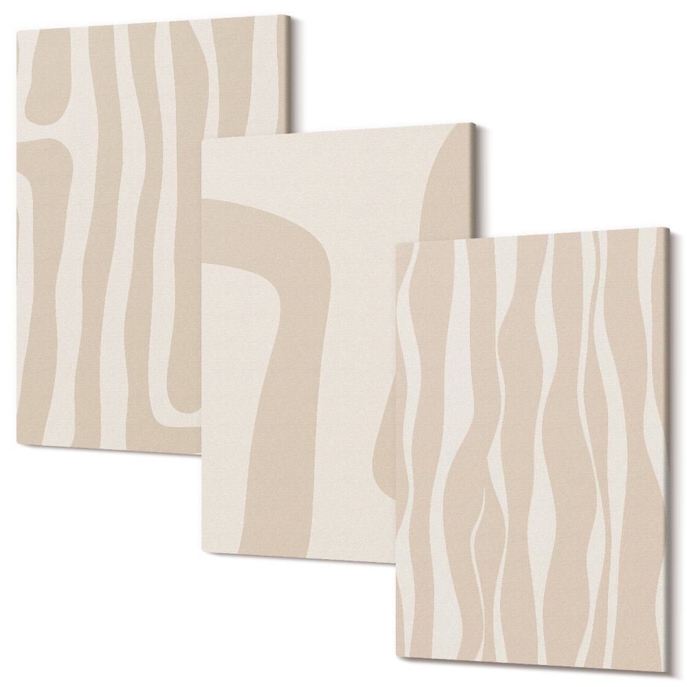 Sada obrazov na stenu triptych Abstraktné vzory, minimalistické tvary, boho štýl