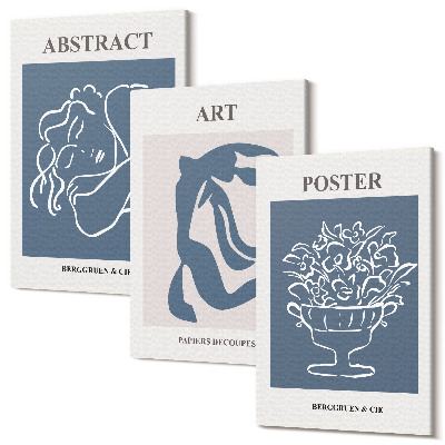 Sada 3 obrazov Štýlové abstraktné vzory Matisse s figúrkami a kvetmi