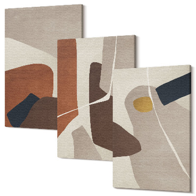 Sada 3 obrazov Abstraktné boho maľby tvarov v modernom štýle