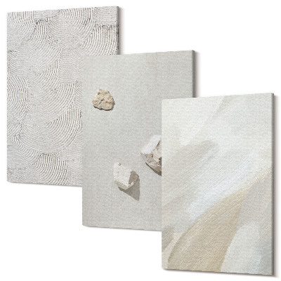 Sada obrazov na stenu triptych Piesok, kamene a moderné farby