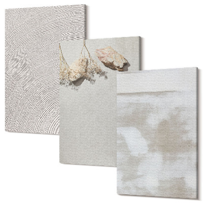 Sada 3 obrazov Piesok, kamene a opotrebovaná textúra v boho štýle