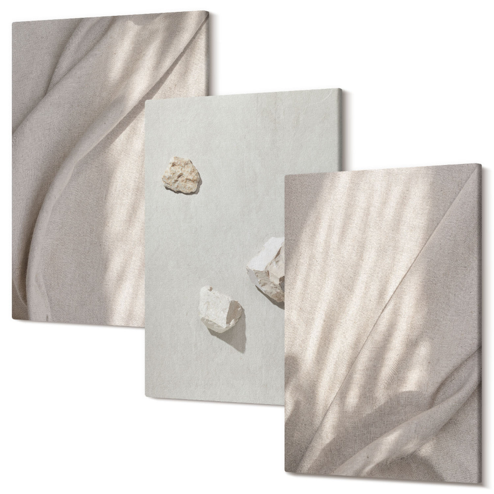 Sada 3 obrazov Detailné zábery na moderné štruktúry v štýle boho