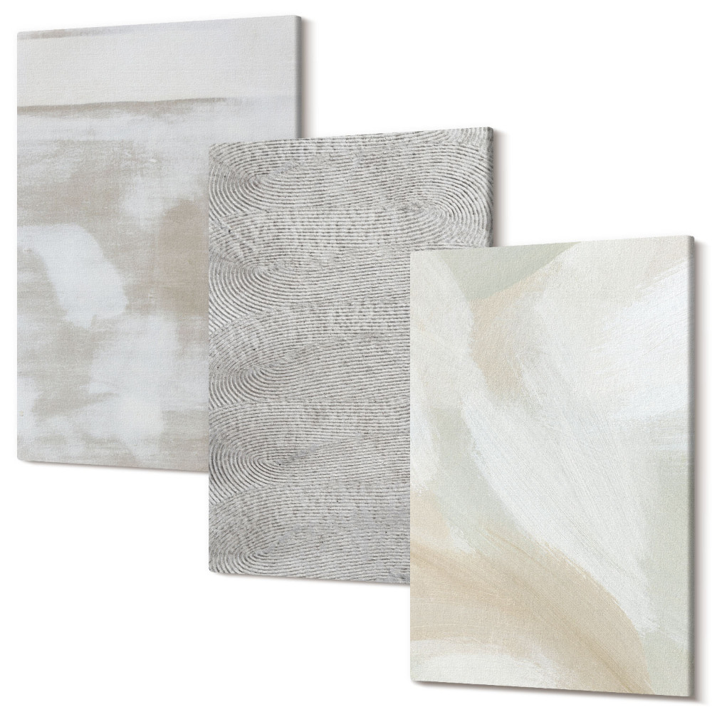 Sada obrazov triptych Abstrakcia v dizajne, moderné maliarske textúry
