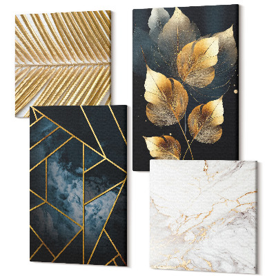 Sada 4 obrazov Moderné geometrické vzory a prírodné rastlinné motívy