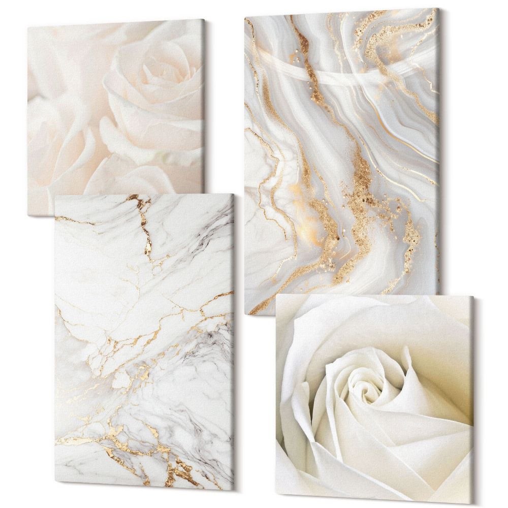 Sada 4 obrazov Elegantné, módne abstraktné mramorové vzory