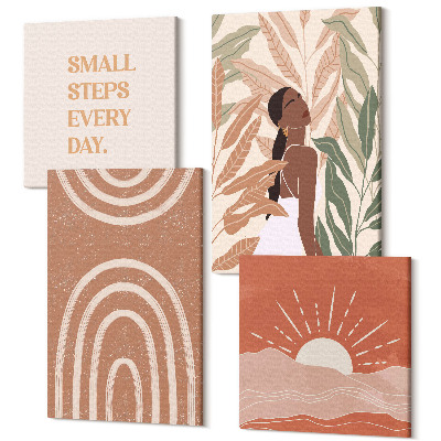 Sada obrazov kvadryptych Boho abstraktné tvary a ilustrácie