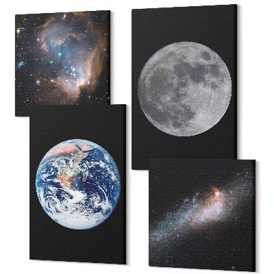 Sada obrazov na stenu kvadryptych Hviezdy vesmírnej galaxie a spln