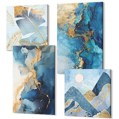 Sada obrazov na stenu kvadryptych Modré hory abstraktné vzory