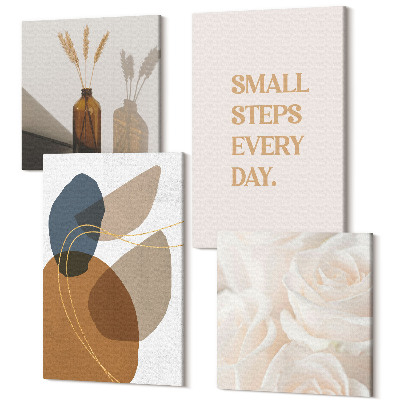 Sada 4 obrazov Vrátane abstraktných tvarov a prírodných akcentov