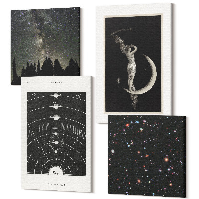 Sada obrazov kvadryptych Nočná postava galaxie slnečnej sústavy na Mesiaci